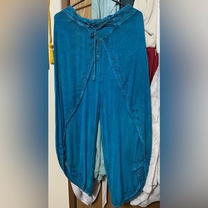 Blue Stretchy Beach Harem Pants